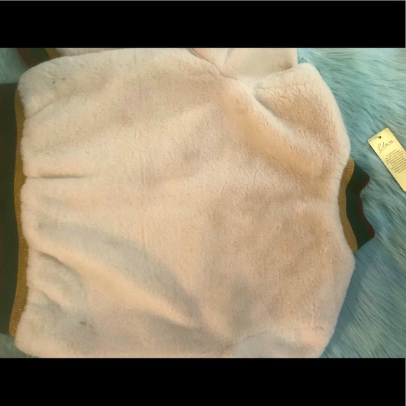 💀✨BNWT Elan Varsity Stripe Fur Bomber Jacket - LG - Picture 7 of 7